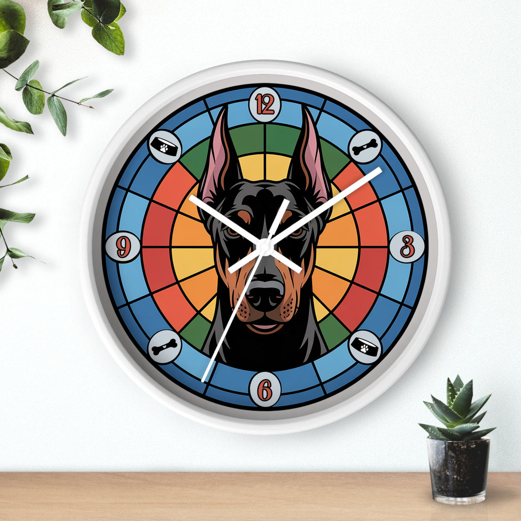 Doberman Pincer Color Wheel Wall Clock — Dog Home Decor