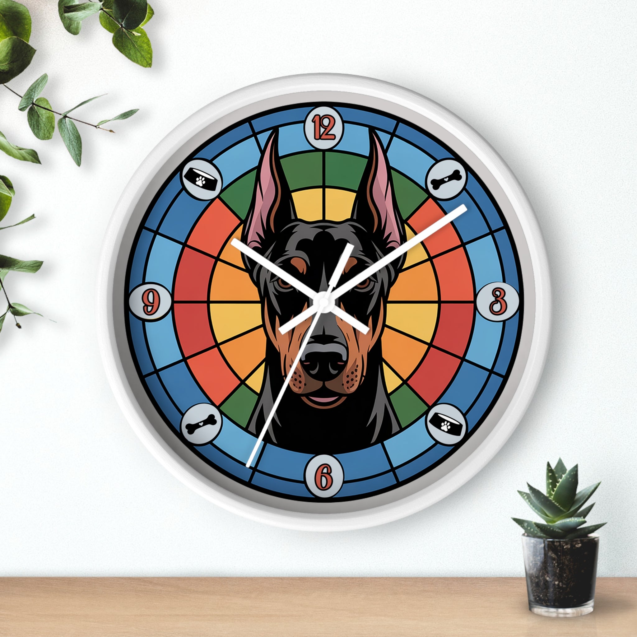 Doberman Pincer Color Wheel Wall Clock — Dog Home Decor