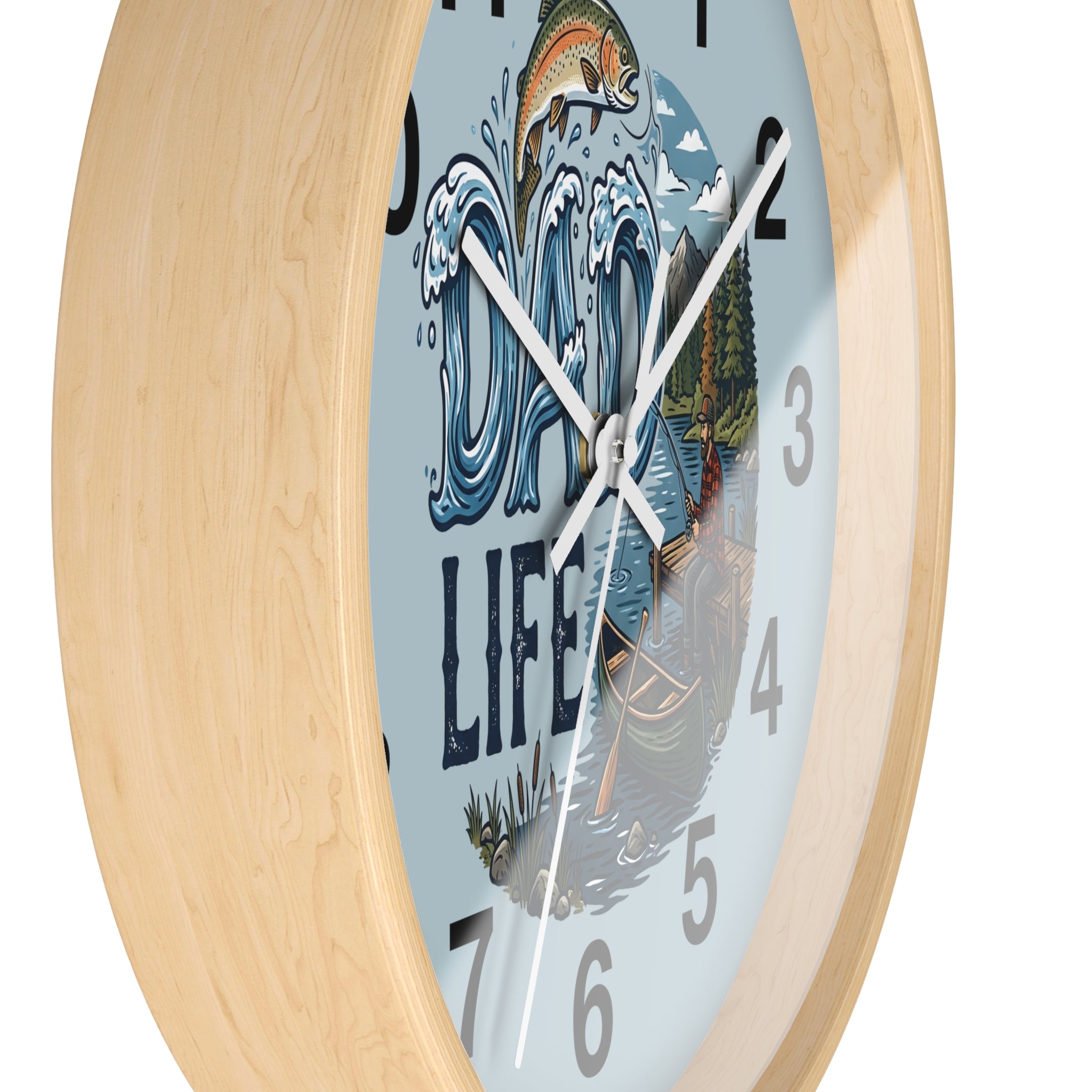 Fishing Dad Life Wall Clock — Rustic Cabin Decor for Anglers