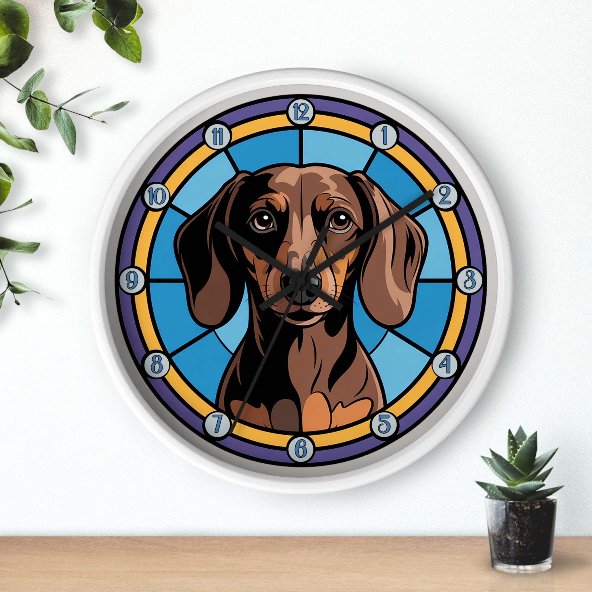 Dachshund  Colorful Wall Clock — Weenie Dog Home Decor