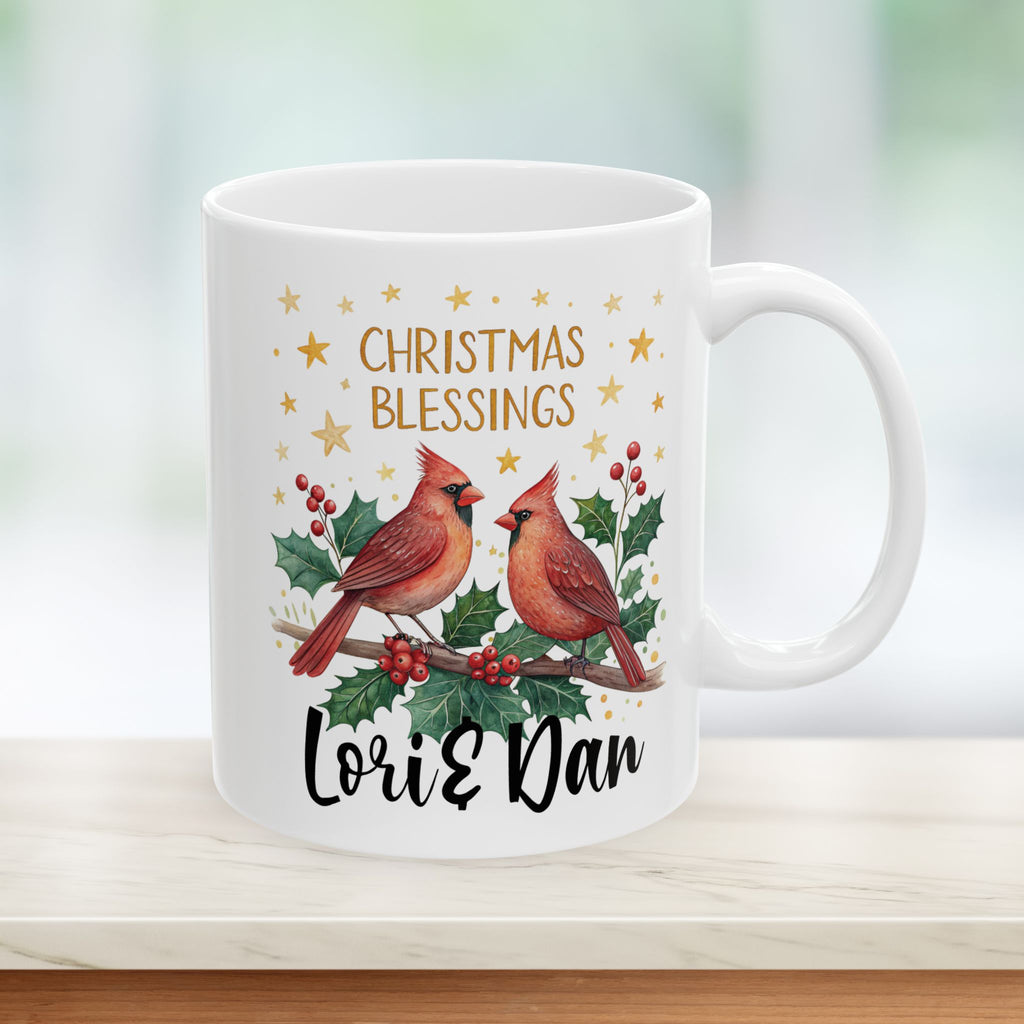 Cardinal Bird Couple Christmas Mug | Christmas Holiday Coffee Cup