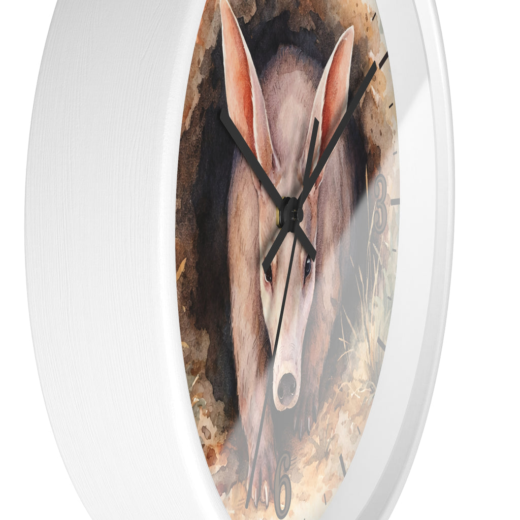 Aardvark Watercolor Wall Clock — Whimsical Wildlife Home Décor