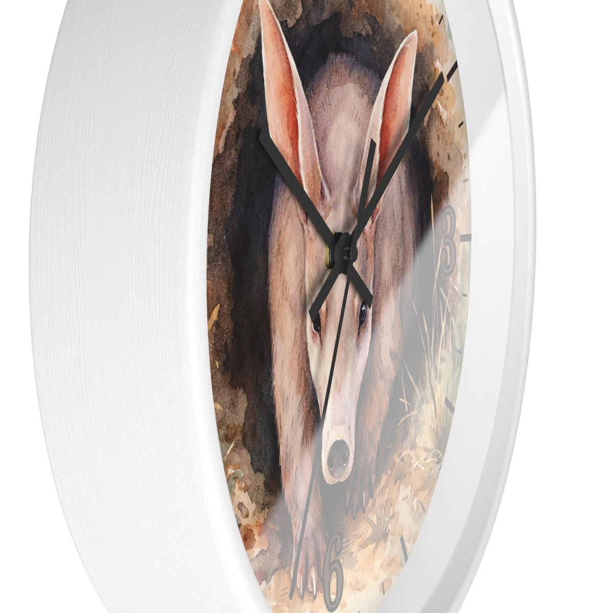 Aardvark Watercolor Wall Clock — Whimsical Wildlife Home Décor