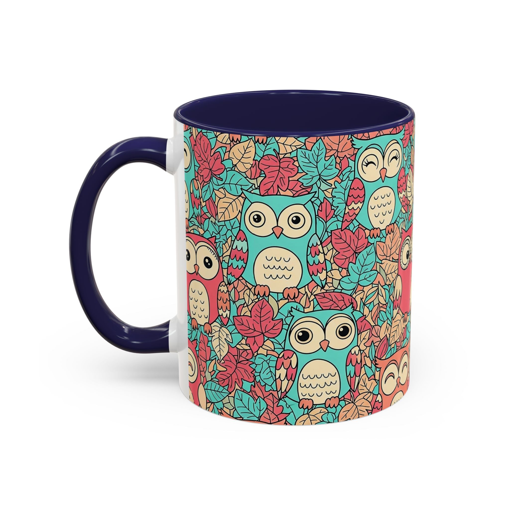 Colorful Owl Pattern Coffee Mug — Cute Woodland Tea & Coffee Cup (11/15oz)