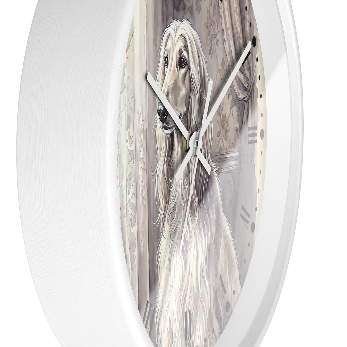Afghan Hound Portrait Wall Clock — Vintage-Inspired Dog Lover Decor