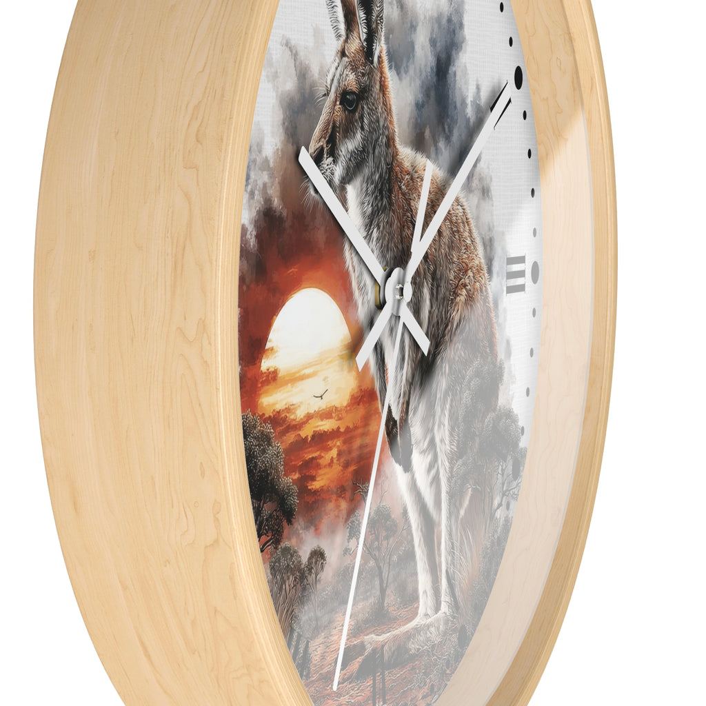 Kangaroo Sunset Wall Clock — Australian Wildlife Decor
