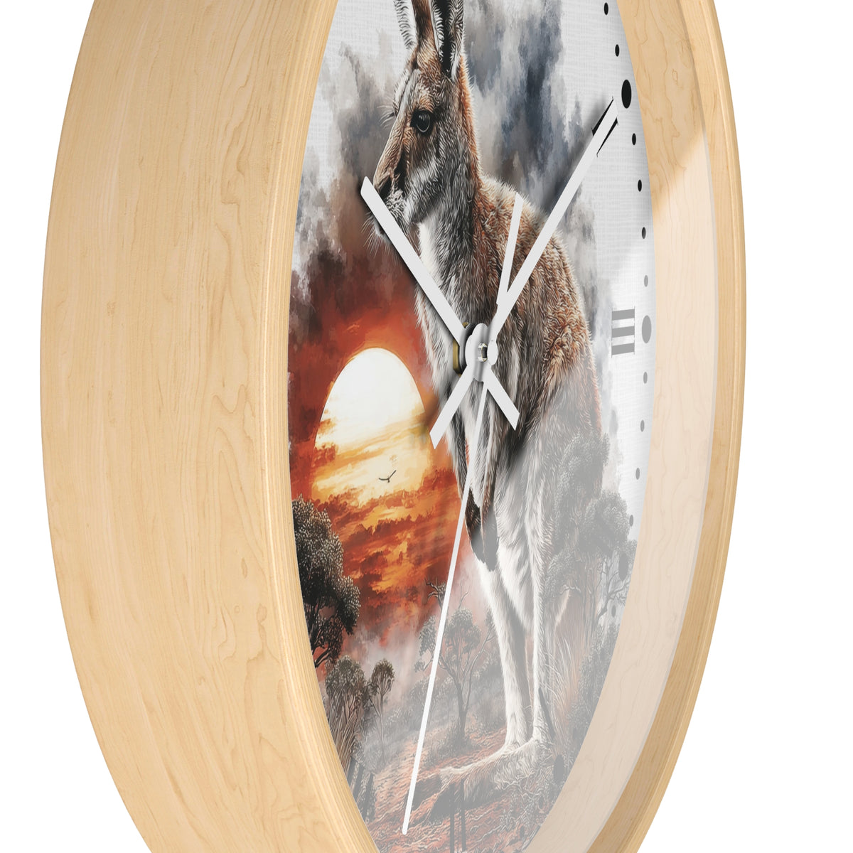 Kangaroo Sunset Wall Clock — Australian Wildlife Decor