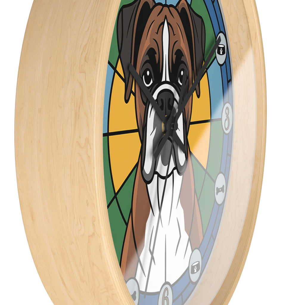 Wall clock with a dog illustration on a white background