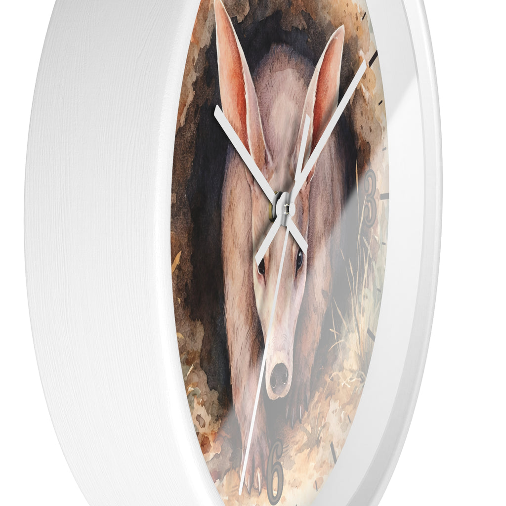 Aardvark Watercolor Wall Clock — Whimsical Wildlife Home Décor