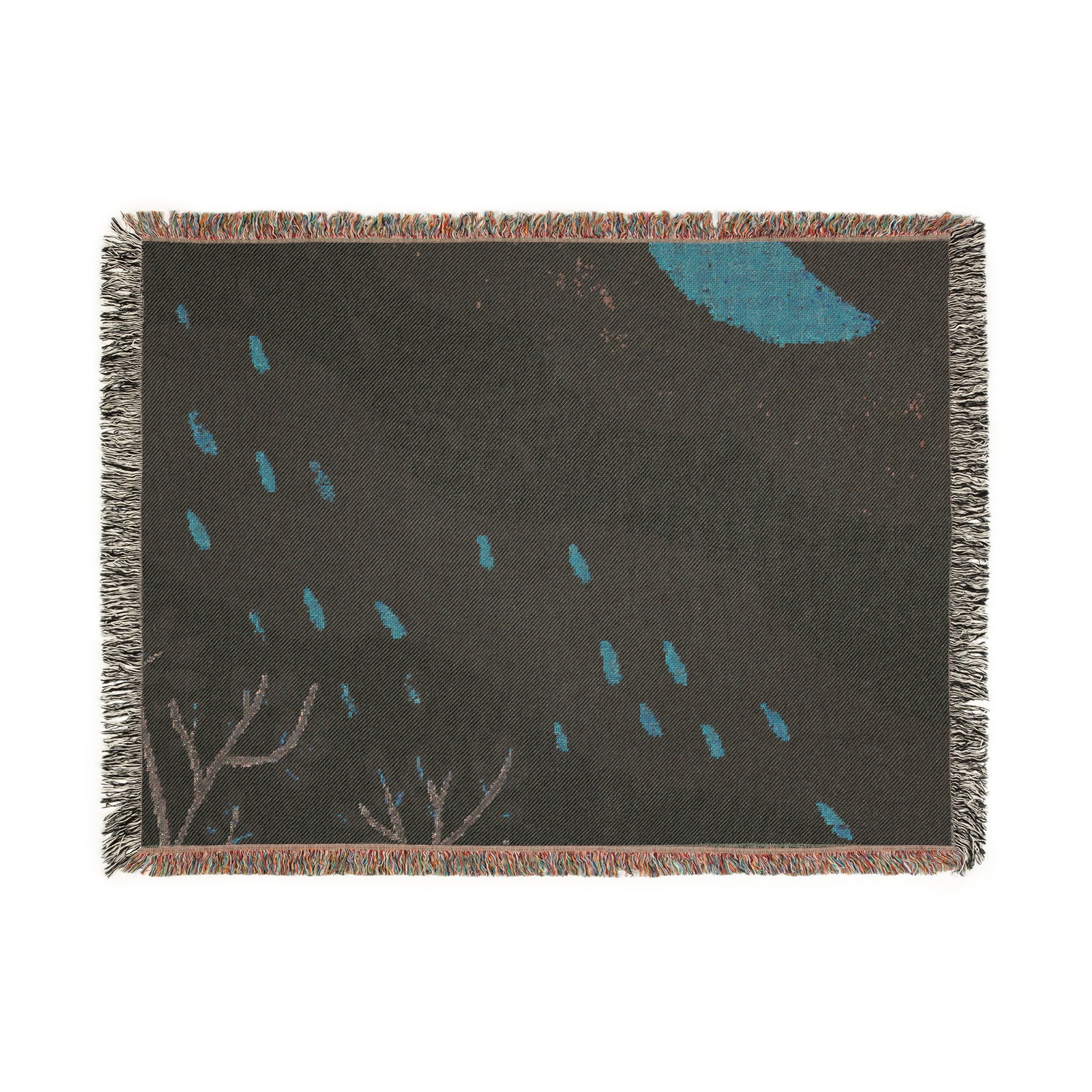 Hand Drawn Nature-Inspired Woven Blanket for Cozy Living