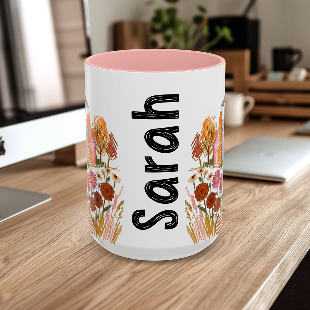 Personalized Floral Cottage Coffee Mug | Custom Name Accent Mug (11/15oz)