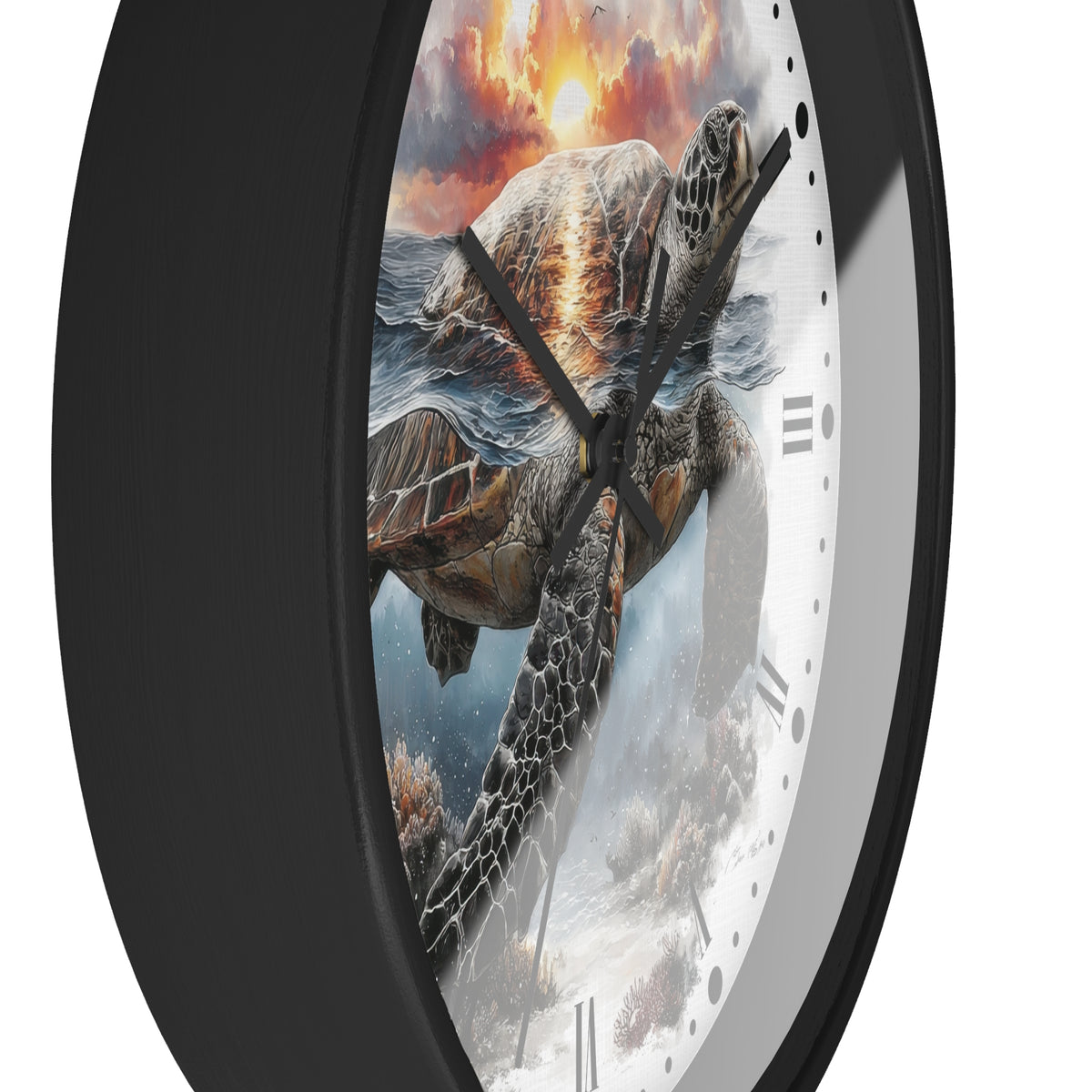 Sea Turtle Ocean Sunset Wall Clock