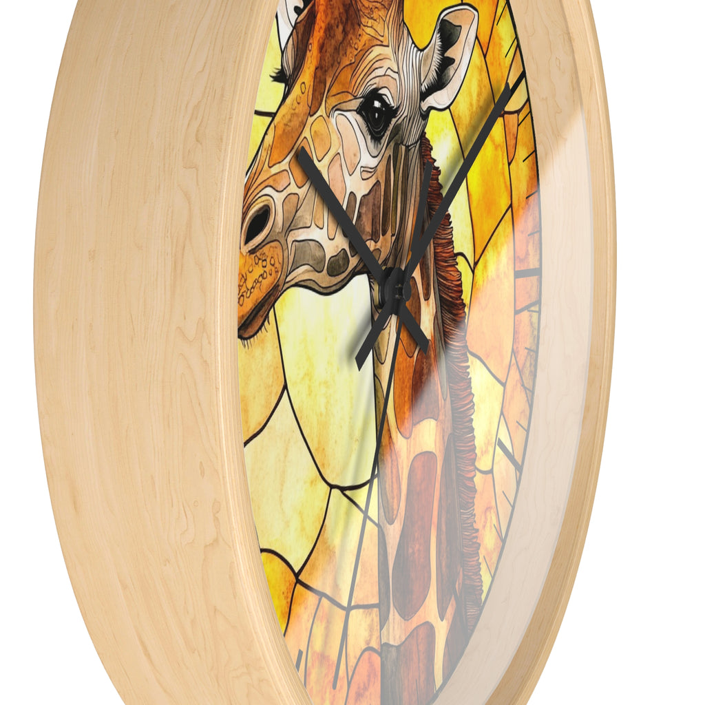 Giraffe Stained Glass Wall Clock — Rustic Safari Animal Home Decor