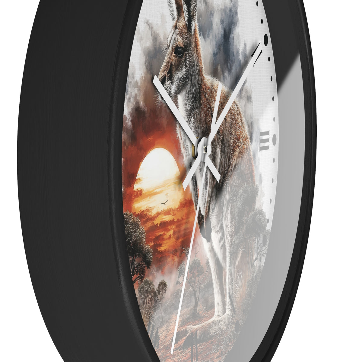 Kangaroo Sunset Wall Clock — Australian Wildlife Decor
