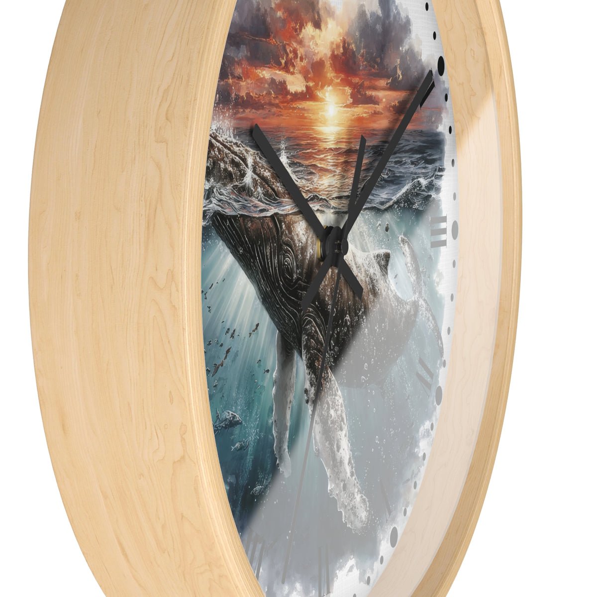 Humpback Whale Sunset Wall Clock — Ocean Animal Decor