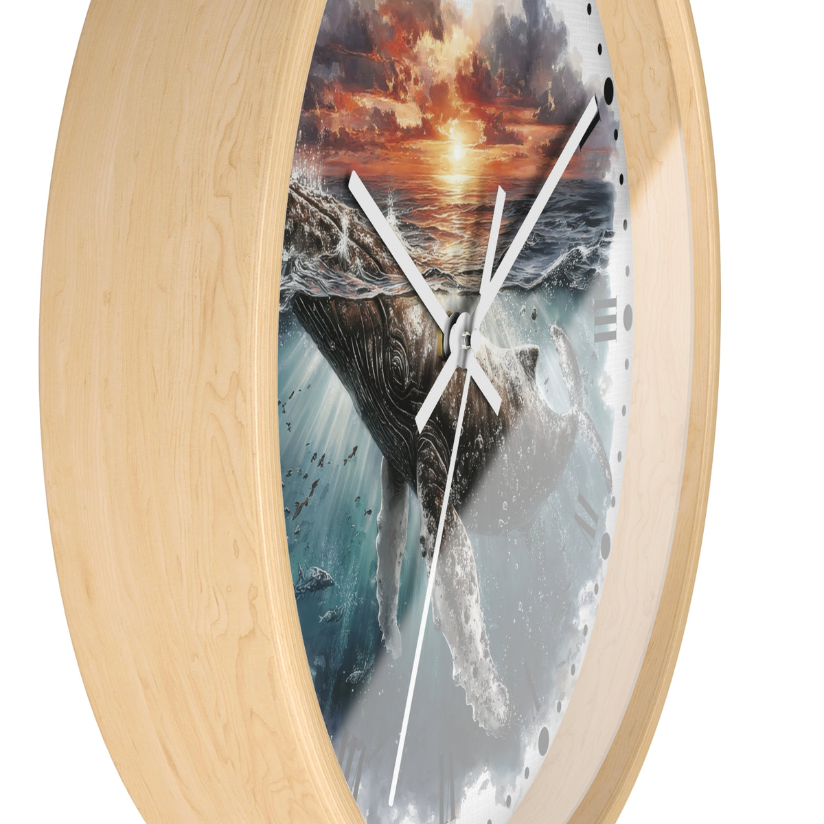 Humpback Whale Sunset Wall Clock — Ocean Animal Decor
