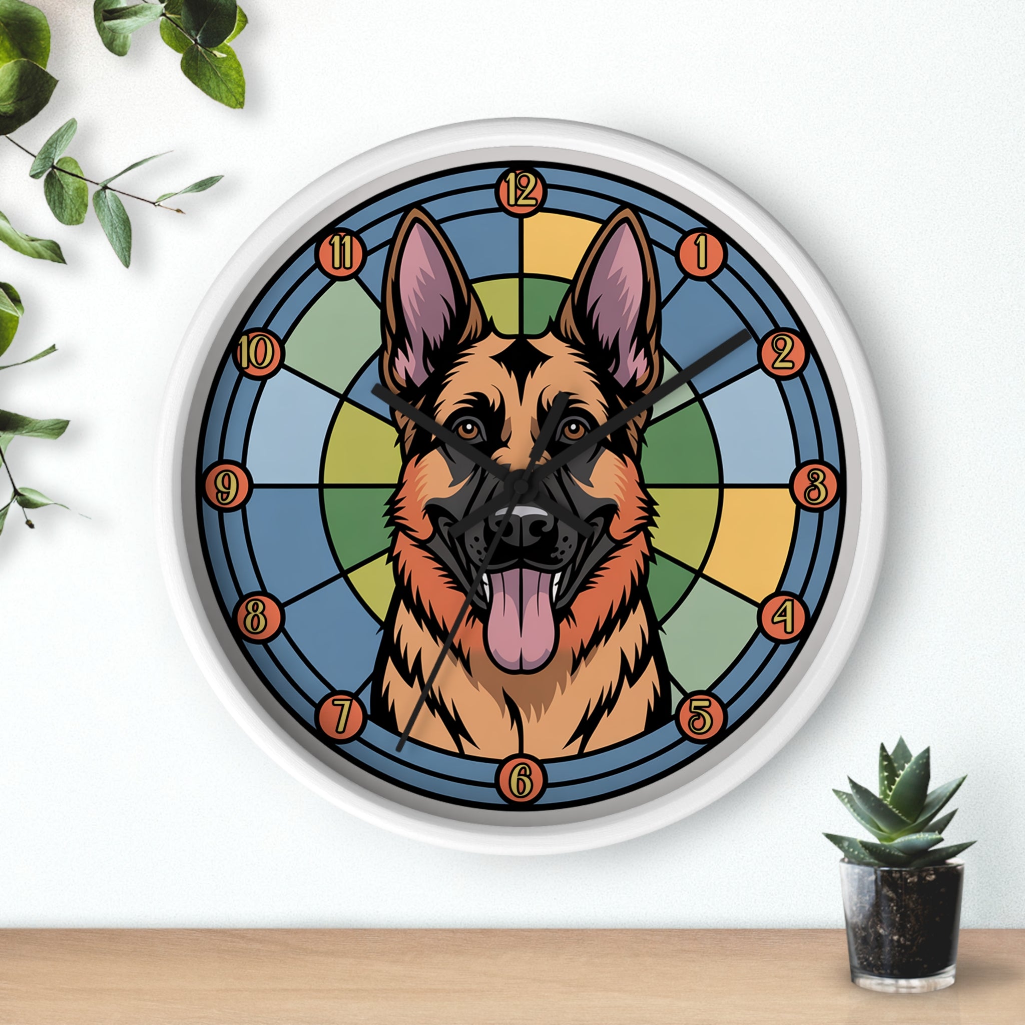 German Shepherd Colorful Wall Clock — Canine Home Decor