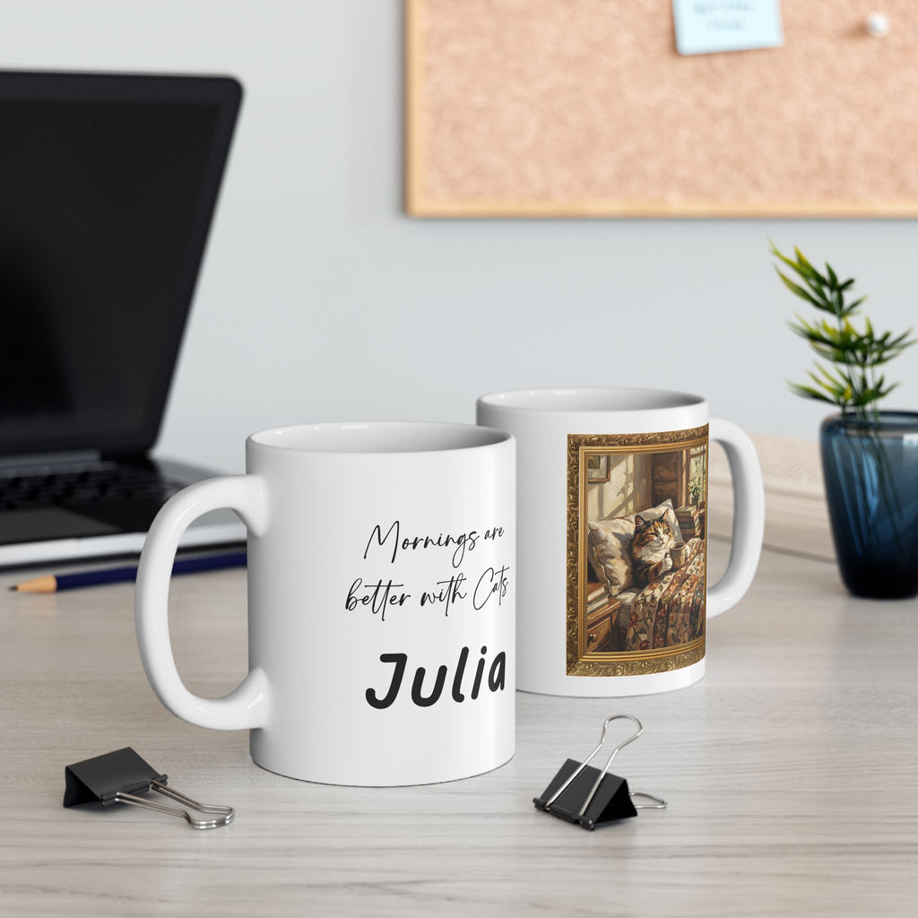 Custom Calico Painted Portrait Ceramic Mug – Personalized Coffee Cat Cup