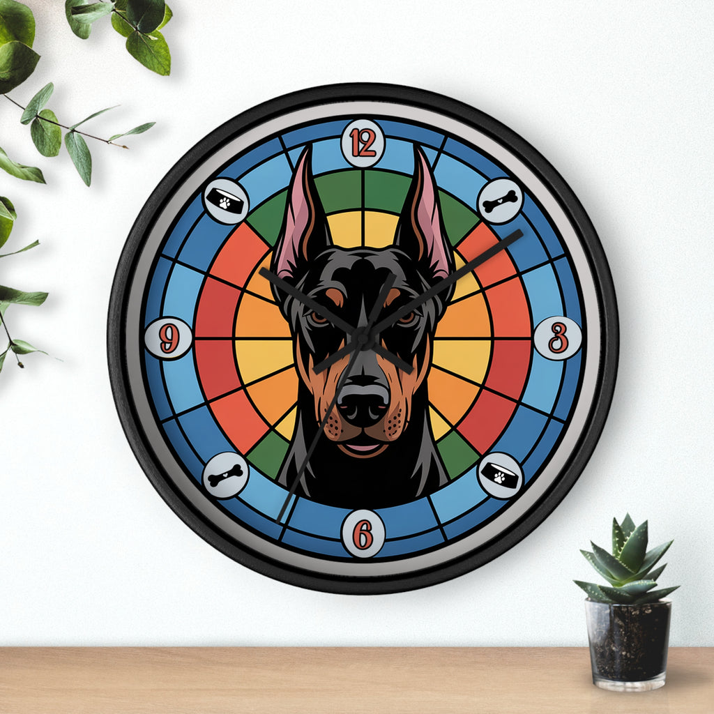 Doberman Pincer Color Wheel Wall Clock — Dog Home Decor