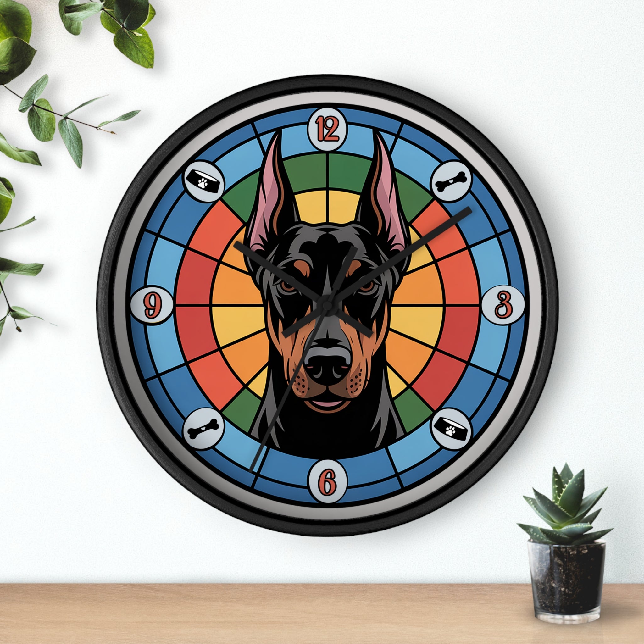 Doberman Pincer Color Wheel Wall Clock — Dog Home Decor