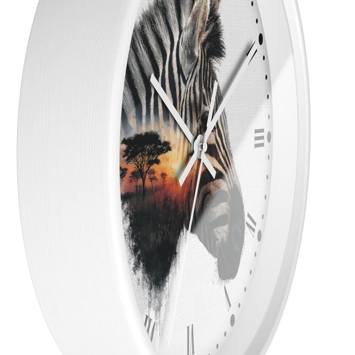 Zebra Silhouette Wall Clock — African Sunset Animal Decor