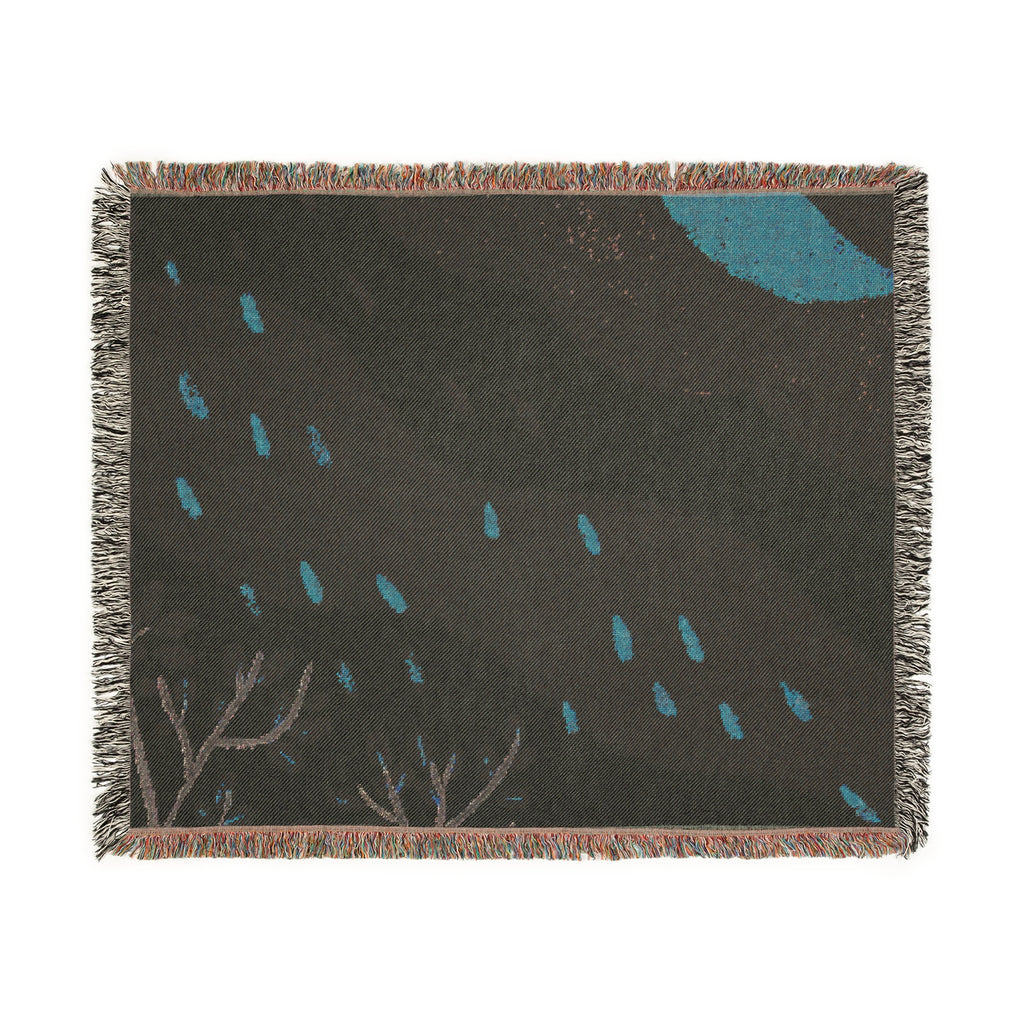 Hand Drawn Nature-Inspired Woven Blanket for Cozy Living