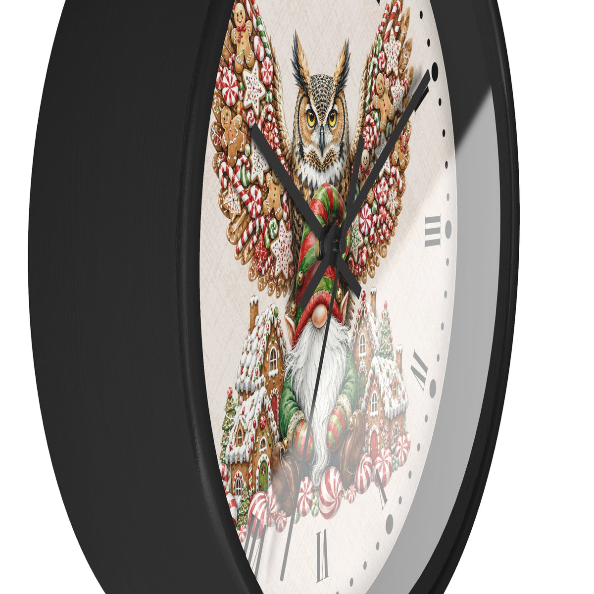 Christmas Owl &  Gnome Wall Clock – Festive Holiday Kitchen Decor