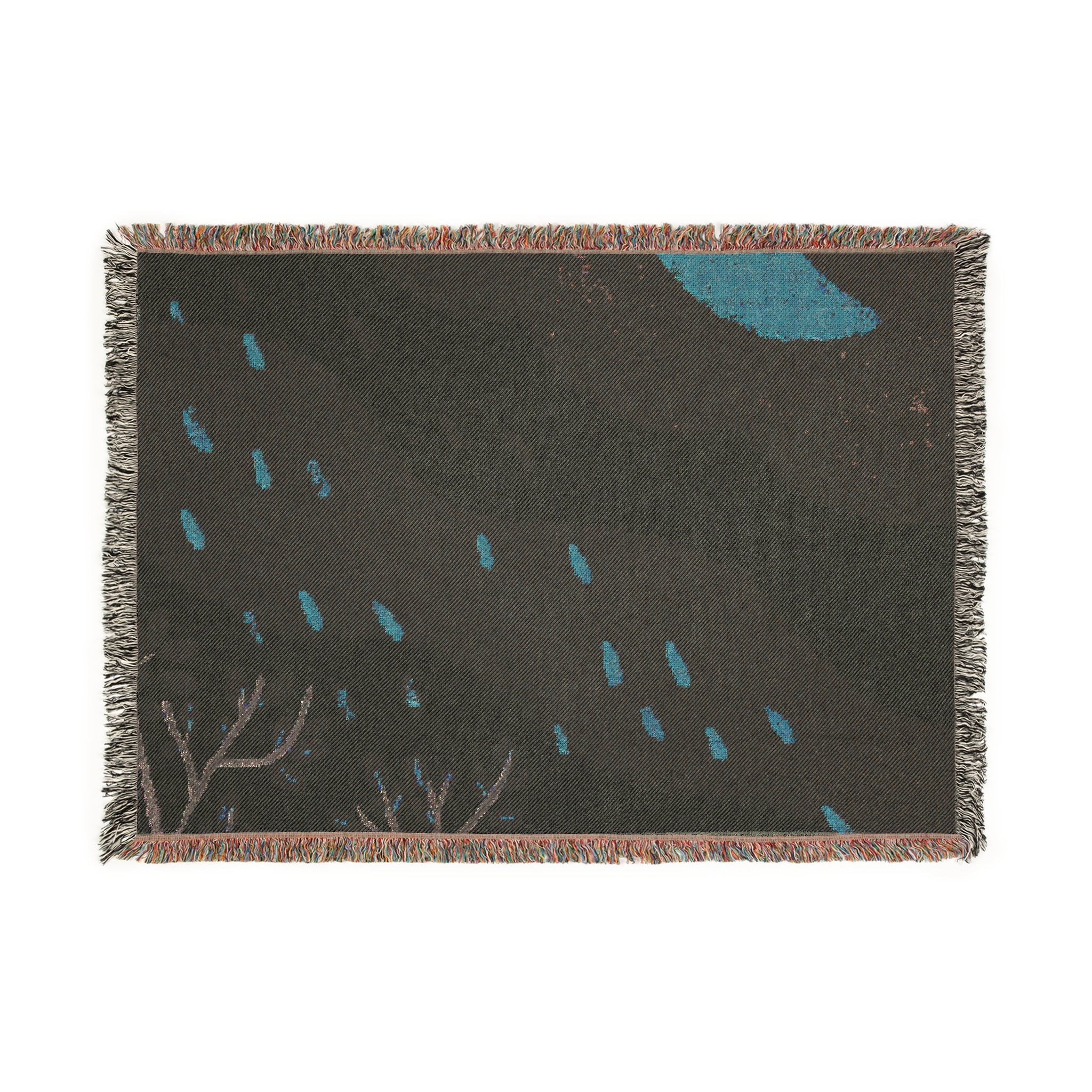 Hand Drawn Nature-Inspired Woven Blanket for Cozy Living