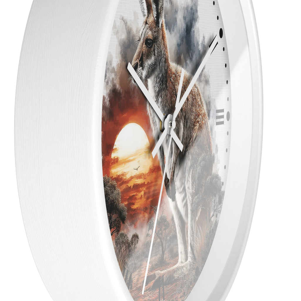 Kangaroo Sunset Wall Clock — Australian Wildlife Decor