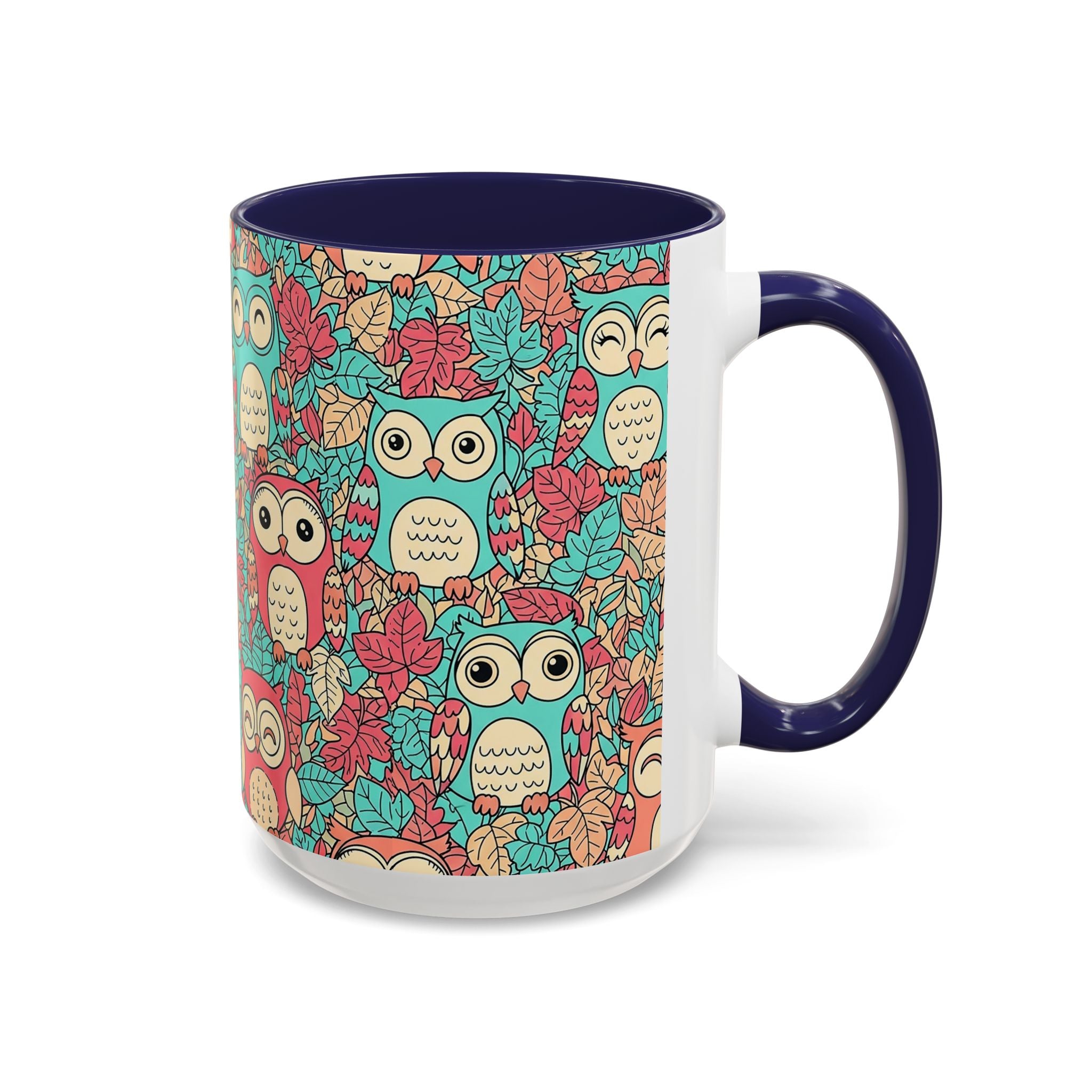 Colorful Owl Pattern Coffee Mug — Cute Woodland Tea & Coffee Cup (11/15oz)