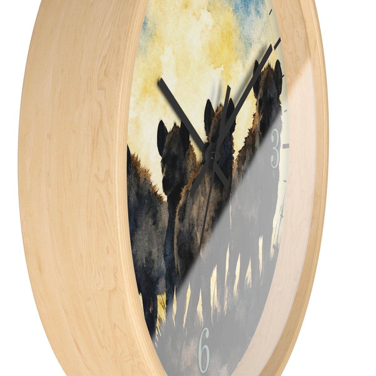Spotted Hyenas Wall Clock – Watercolor Safari Animal Decor