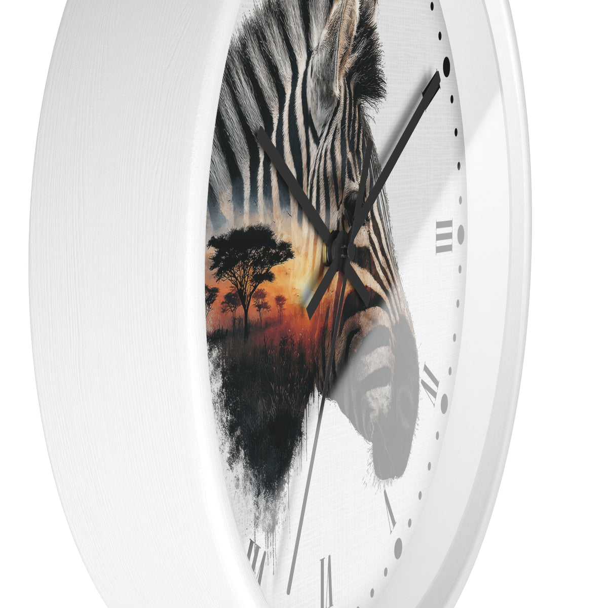Zebra Silhouette Wall Clock — African Sunset Animal Decor