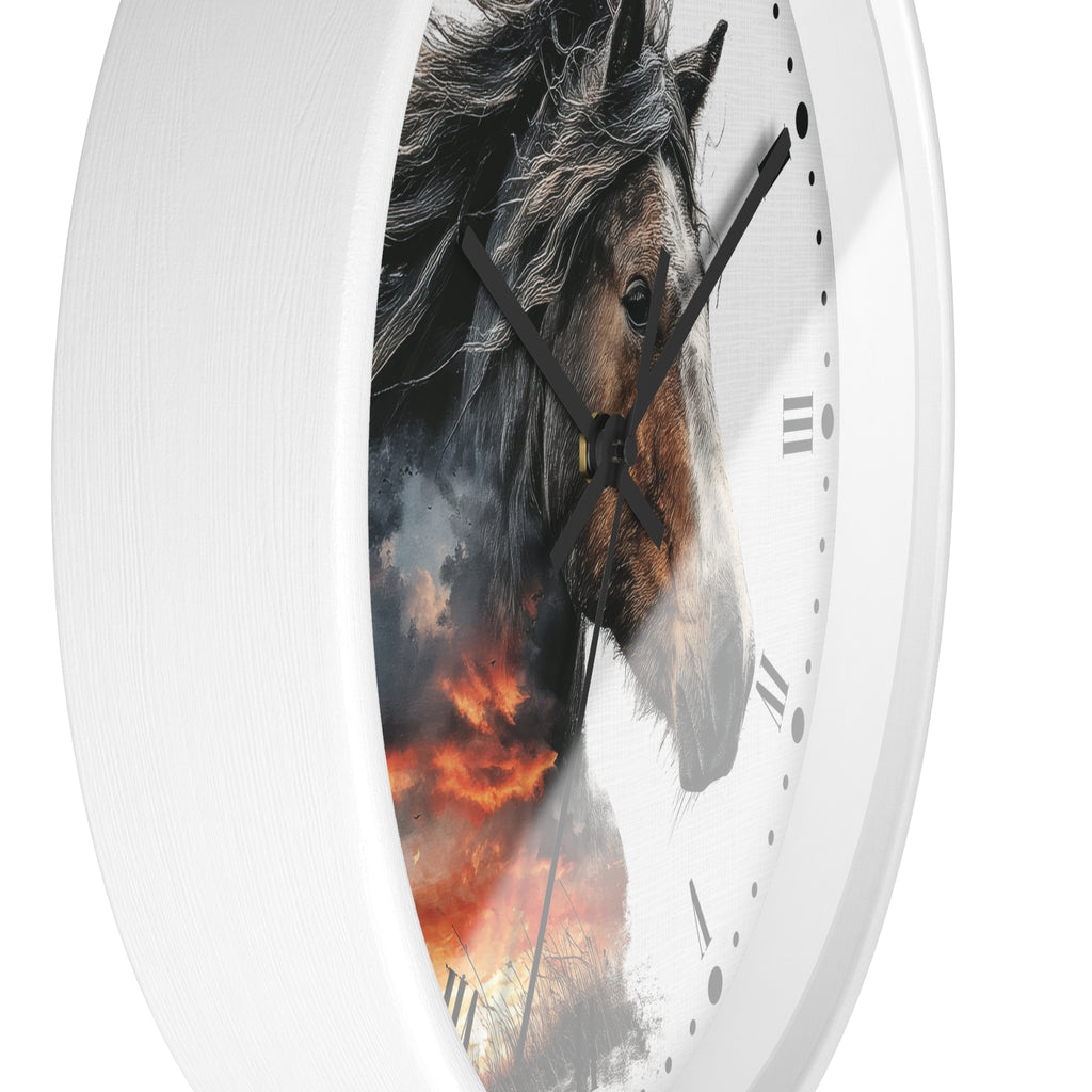 Wild Horse Sunset Wall Clock — Rustic Equine Decor