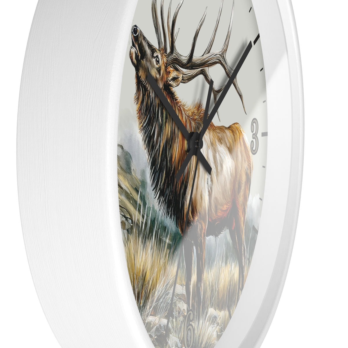 Elk Winter Wall Clock – Rustic Wildlife Home Decor