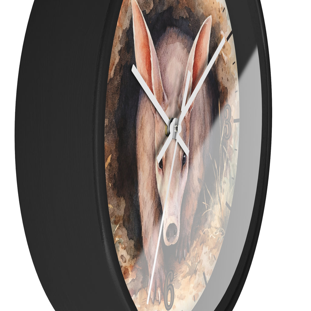 Aardvark Watercolor Wall Clock — Whimsical Wildlife Home Décor