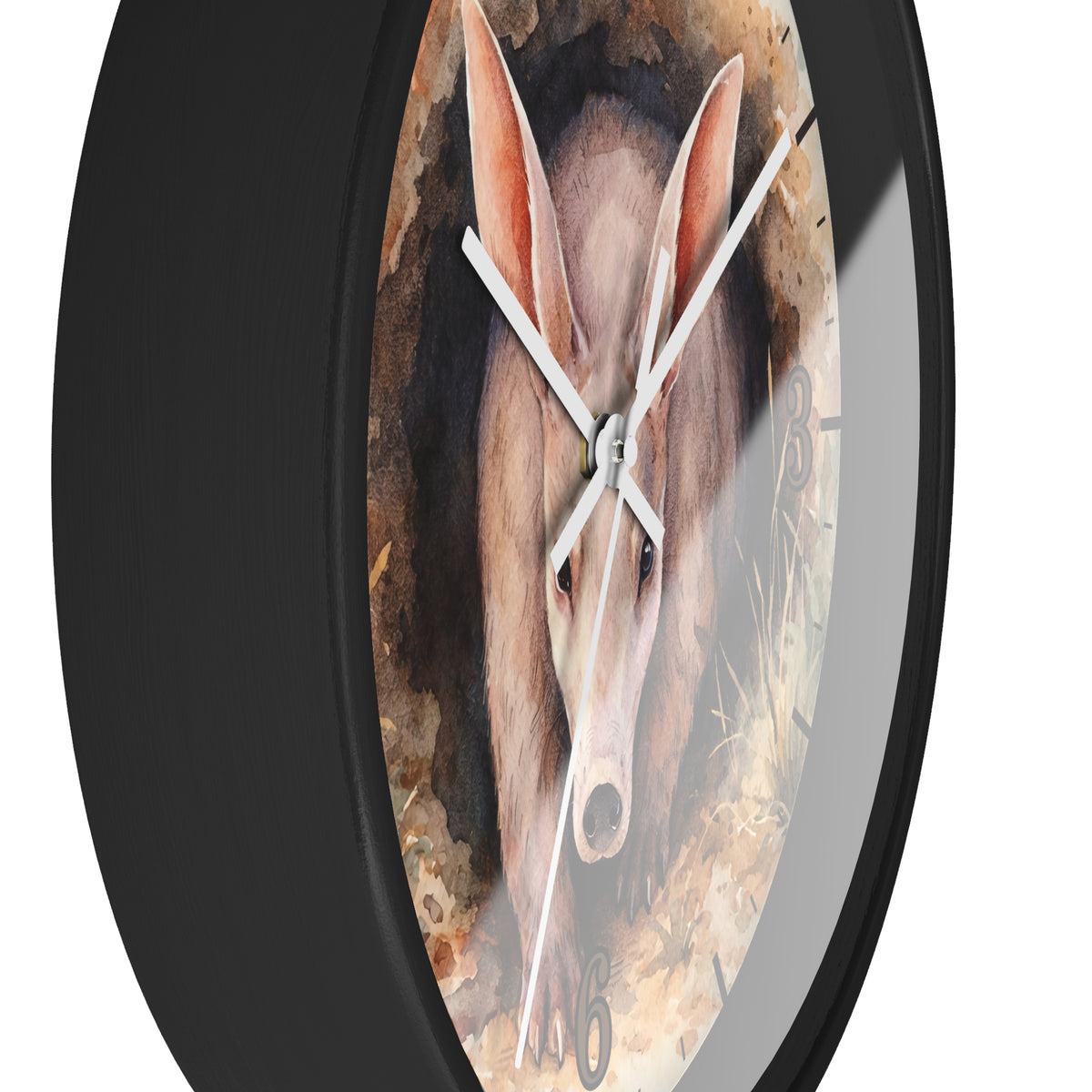 Aardvark Watercolor Wall Clock — Whimsical Wildlife Home Décor