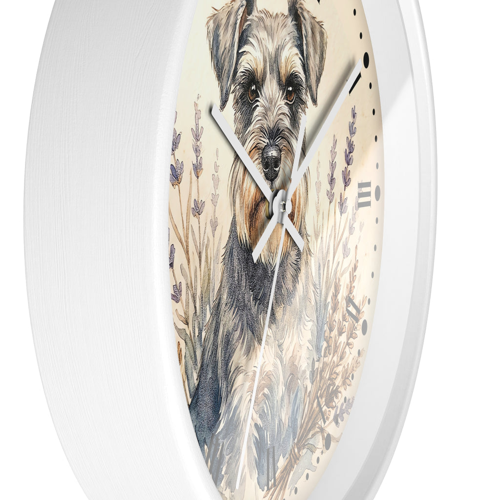 Miniature Schnauzer Lavender Wall Clock — Rustic Farmhouse Dog Decor