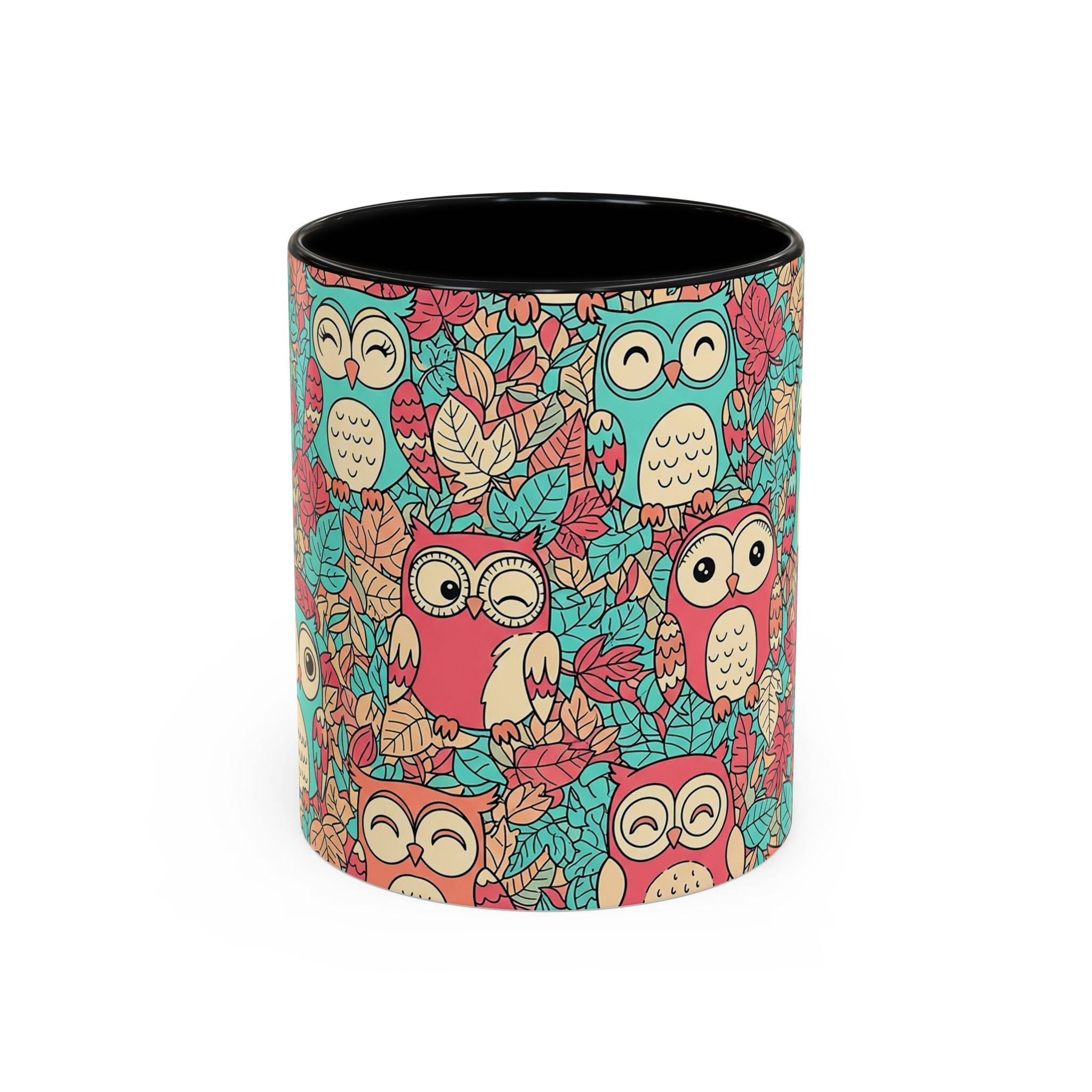 Colorful Owl Pattern Coffee Mug — Cute Woodland Tea & Coffee Cup (11/15oz)