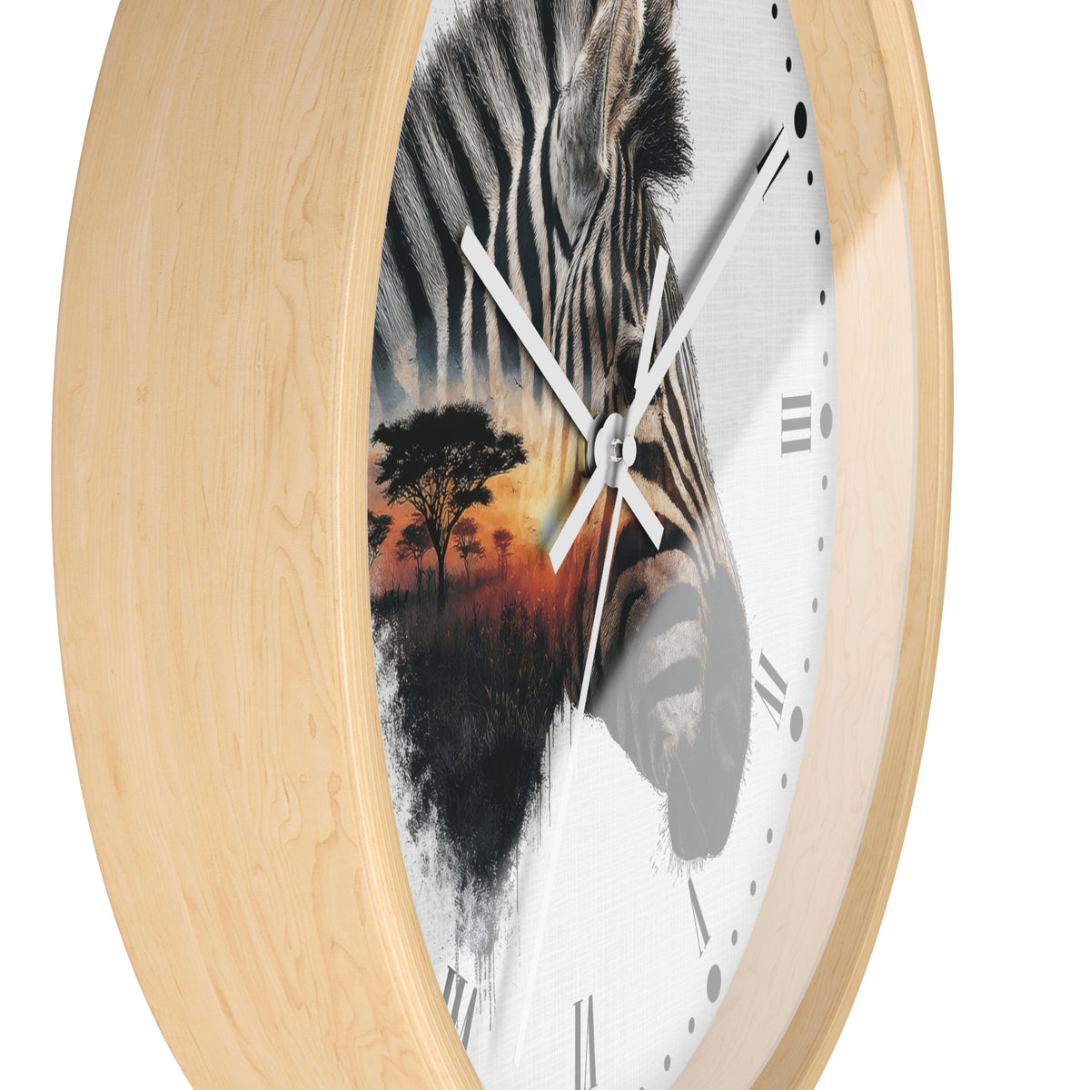 Zebra Silhouette Wall Clock — African Sunset Animal Decor