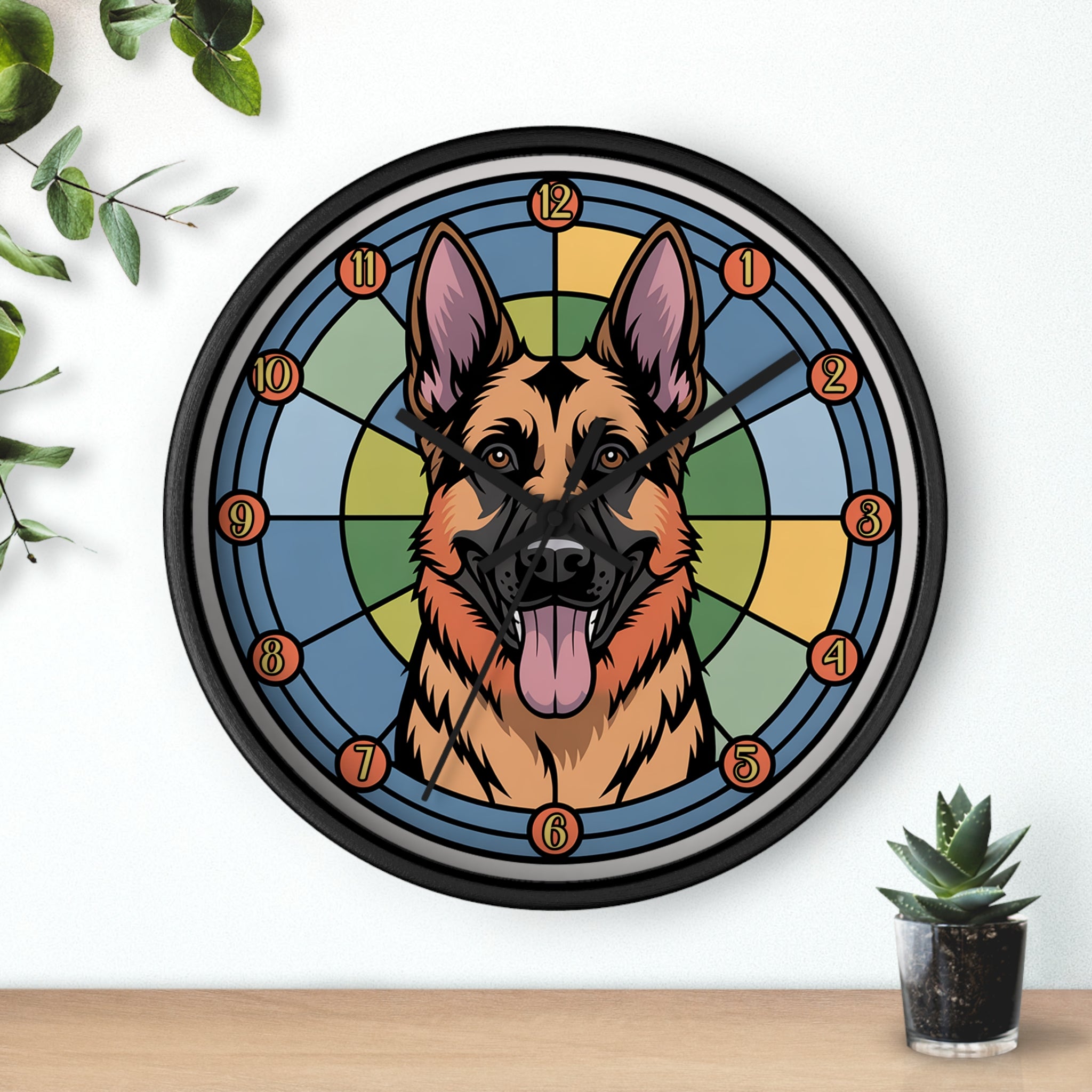 German Shepherd Colorful Wall Clock — Canine Home Decor