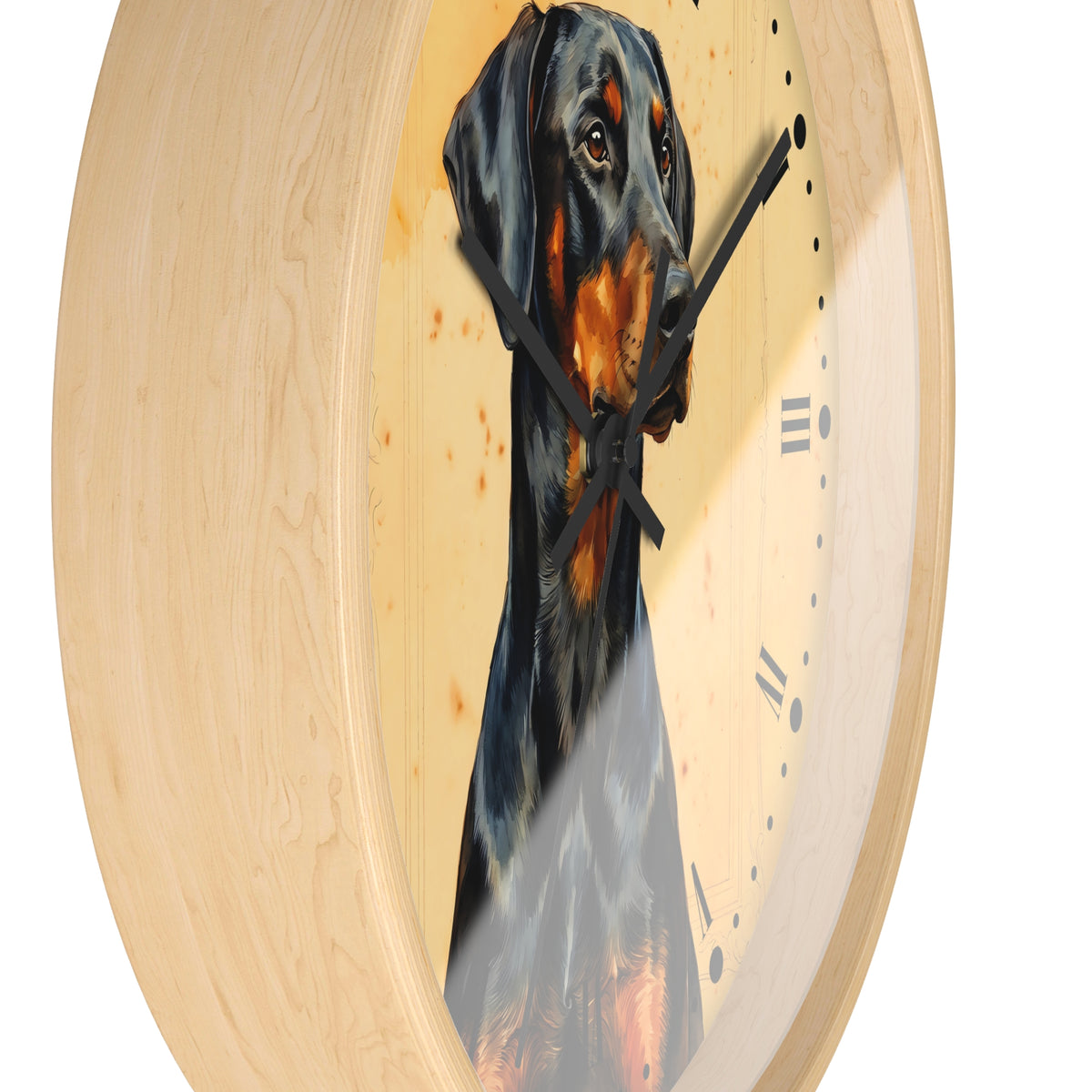 Doberman Pinscher Portrait Wall Clock — Rustic Dog Decor for Pet Lovers