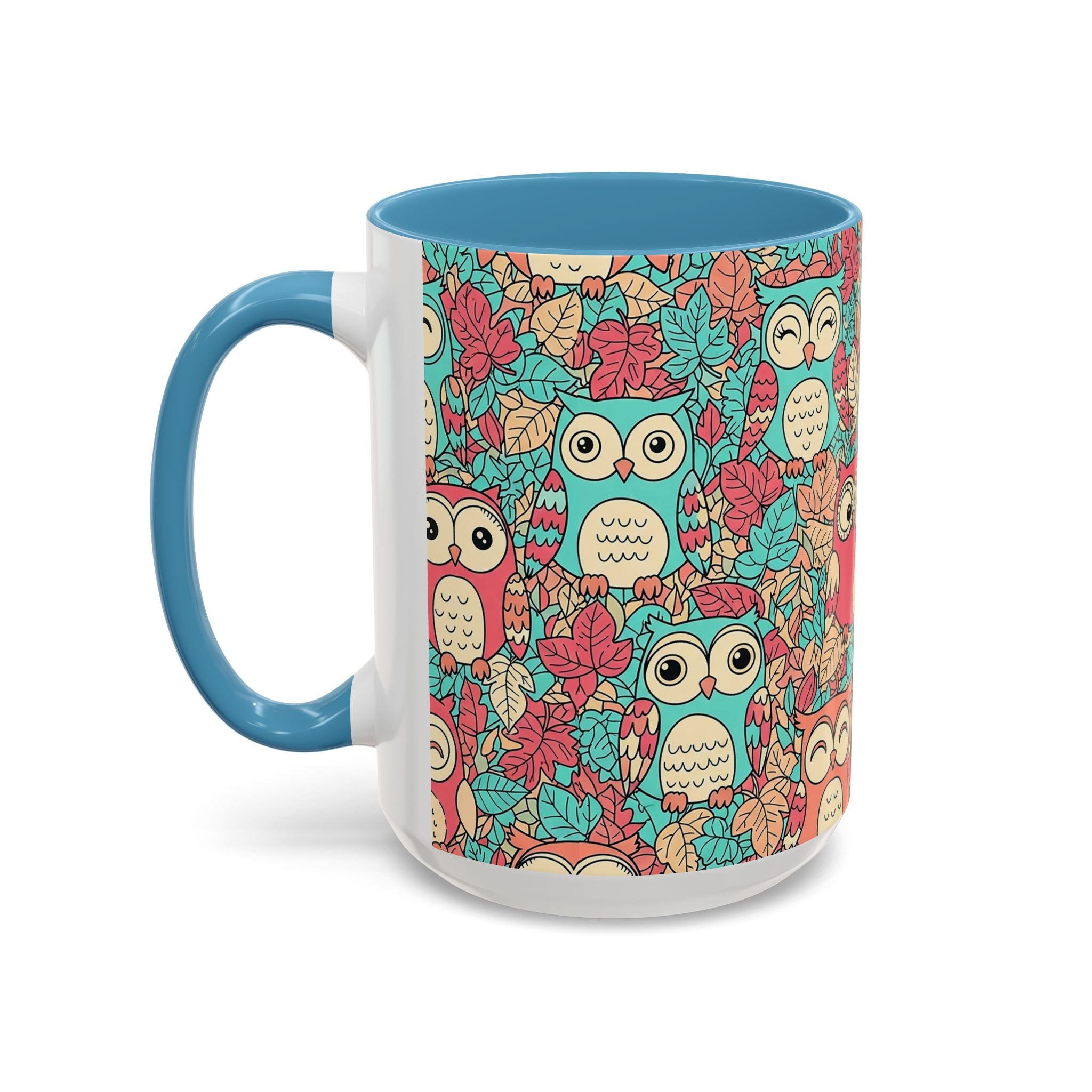 Colorful Owl Pattern Coffee Mug — Cute Woodland Tea & Coffee Cup (11/15oz)