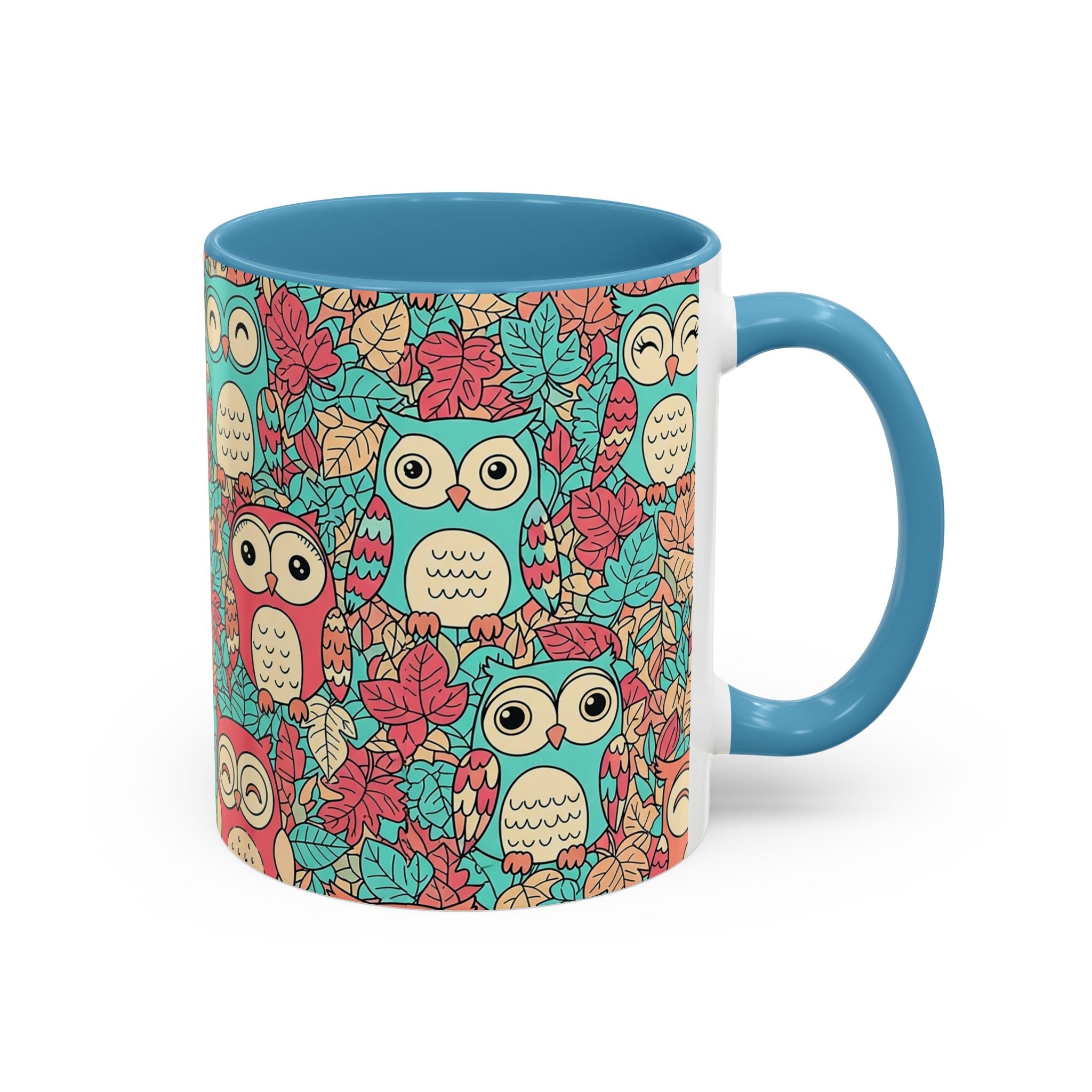 Colorful Owl Pattern Coffee Mug — Cute Woodland Tea & Coffee Cup (11/15oz)