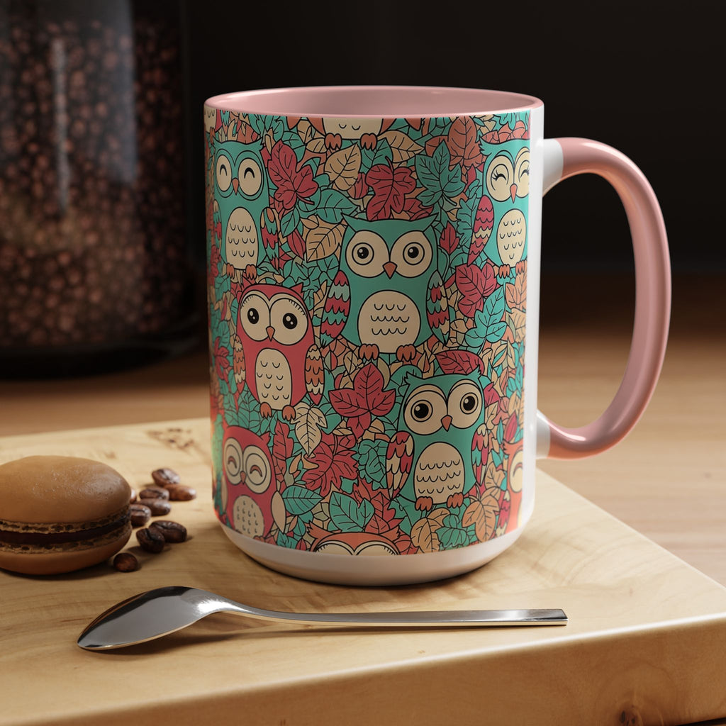 Colorful Owl Pattern Coffee Mug — Cute Woodland Tea & Coffee Cup (11/15oz)