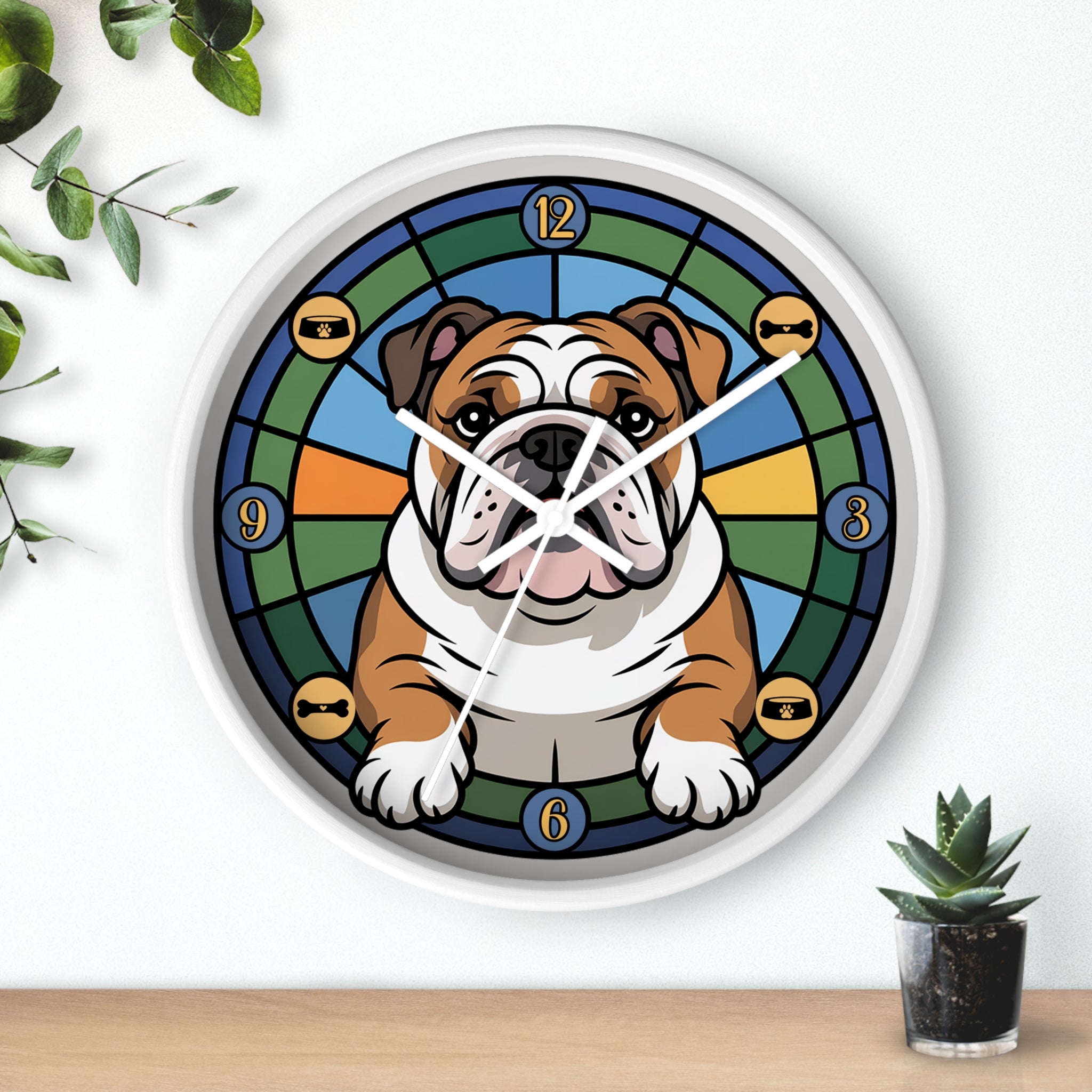 English Bulldog Colorful Wall Clock — Canine Home Decor