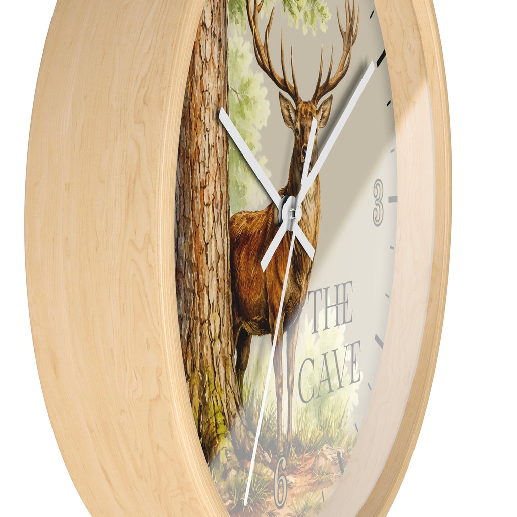Custom Buck Deer Wall Clock — Rustic Woodland Man Cave Decor