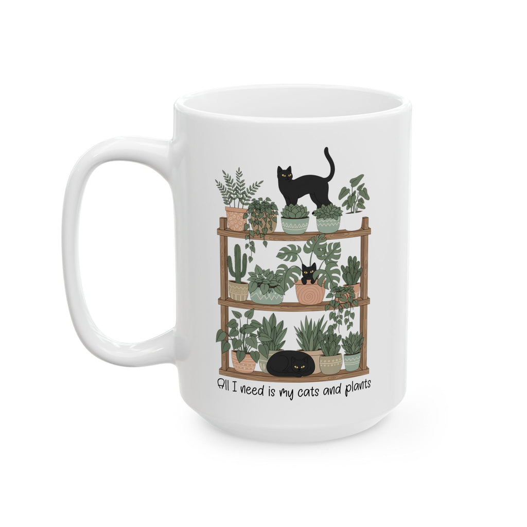 All I Need Is My Cats and Plants Mug | Cat Mom Gift