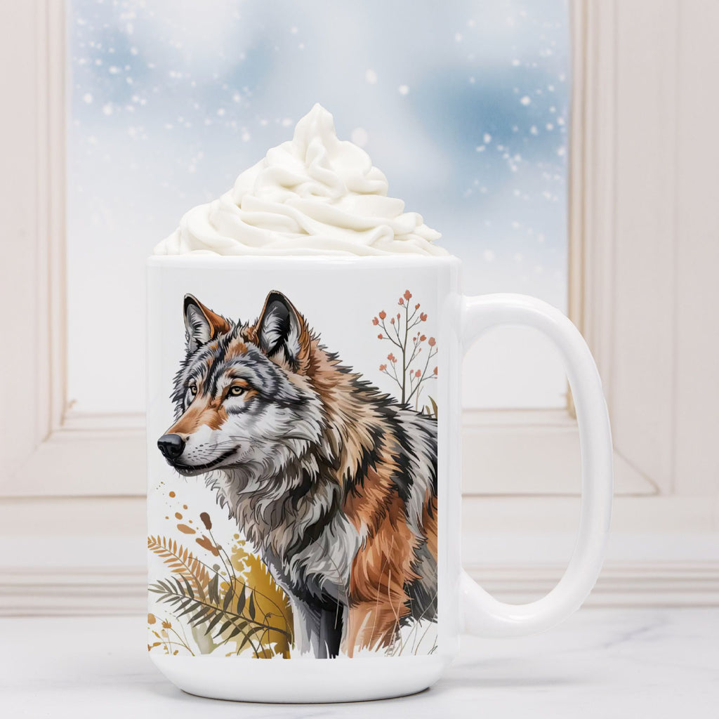 Woodland Wolf Mug Deluxe 15oz. - Nature Lover Gift