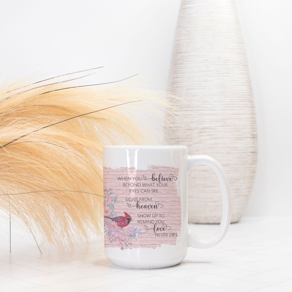 Cardinal Love Never Dies Mug Deluxe 15oz.