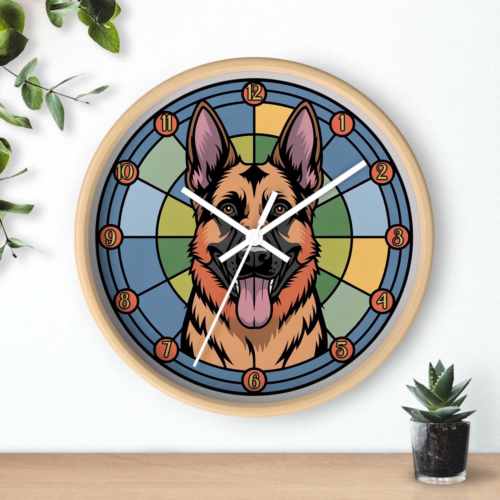 German Shepherd Colorful Wall Clock — Canine Home Decor